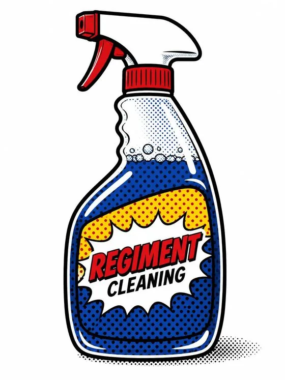 Regiment Cleaning pop-art spray bottle illustration